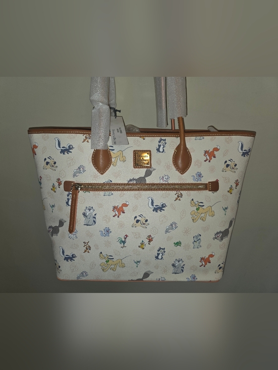 Dooney & Bourke Handbags - Dooney & Bourke Cream Disney Critter Print Tote with Brown Trim